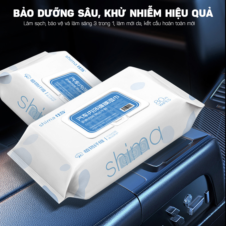 Khăn Ướt Đa Năng Lau Sạch Vết Bẩn Và Bảo Dưỡng Nội Thất Da Ô Tô, Đồ Da Như Mới Tiện Lợi SHIMA - Hàng Nhập Khẩu