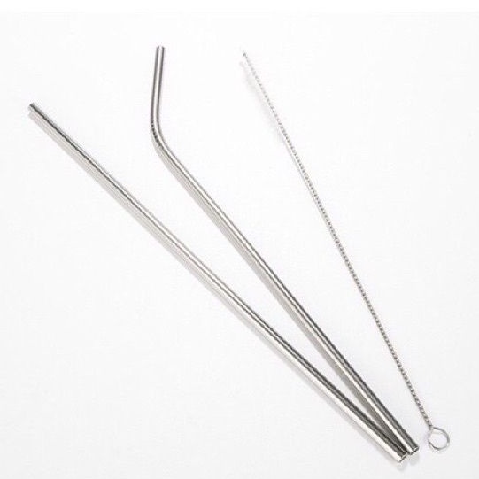 Set 3 Món Gồm 2 Ống Hút Và 1 Cọ Rửa Thép Không Rỉ Sus 304 Tiện Dụng