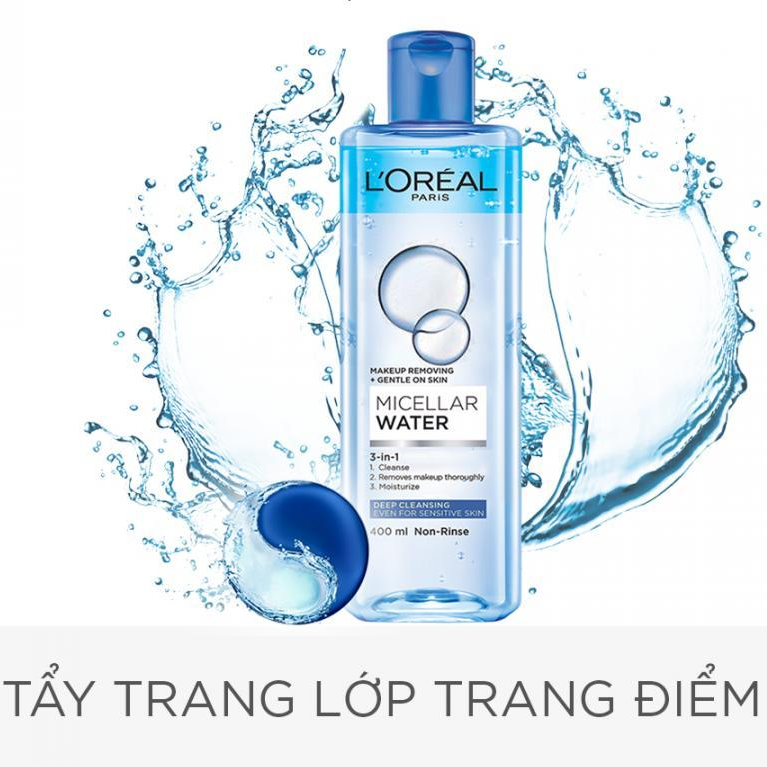 Nước Tẩy Trang L'Oreal 3 In 1 Micellar Làm Sạch Sâu (400ml)