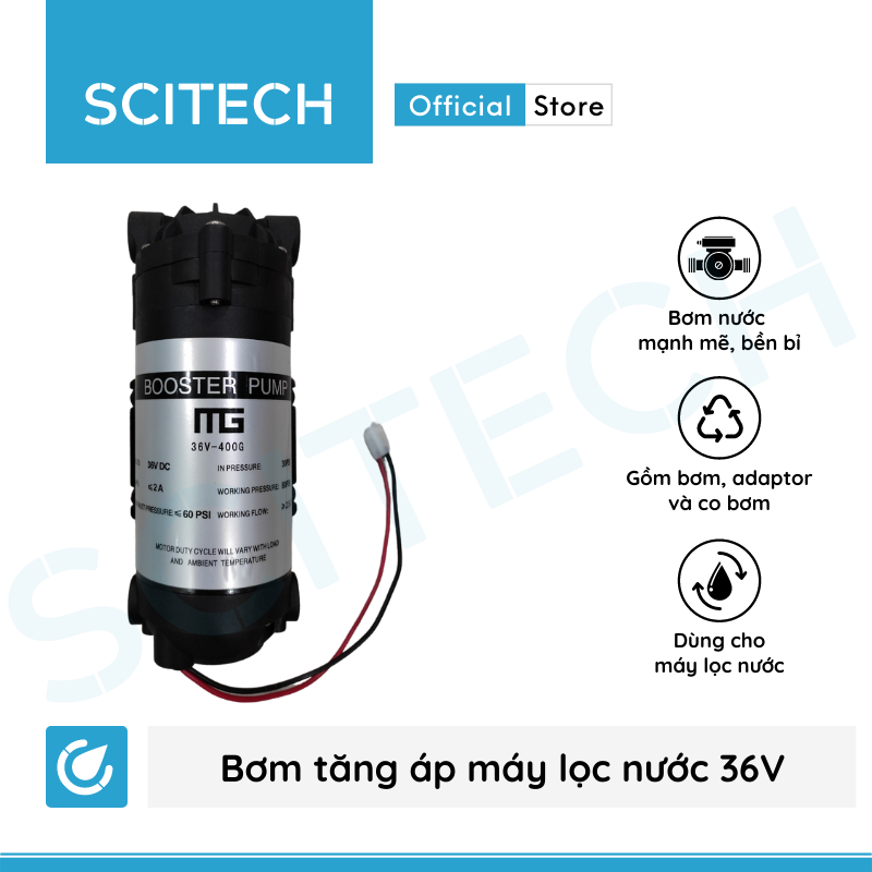 Bơm tăng áp máy lọc nước 36V (Tặng kèm co bơm) - Hàng chính hãng