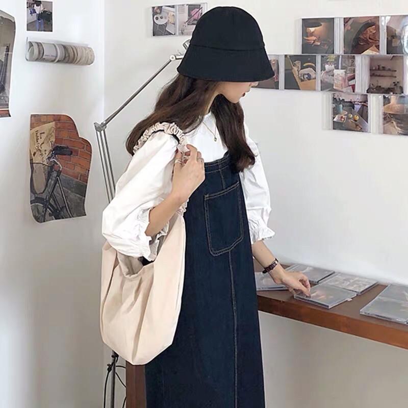 Quần yếm jeans ống suông Ulzzang _ quần yếm bò chất đẹp _ đầm yếm dây Ulzzang style