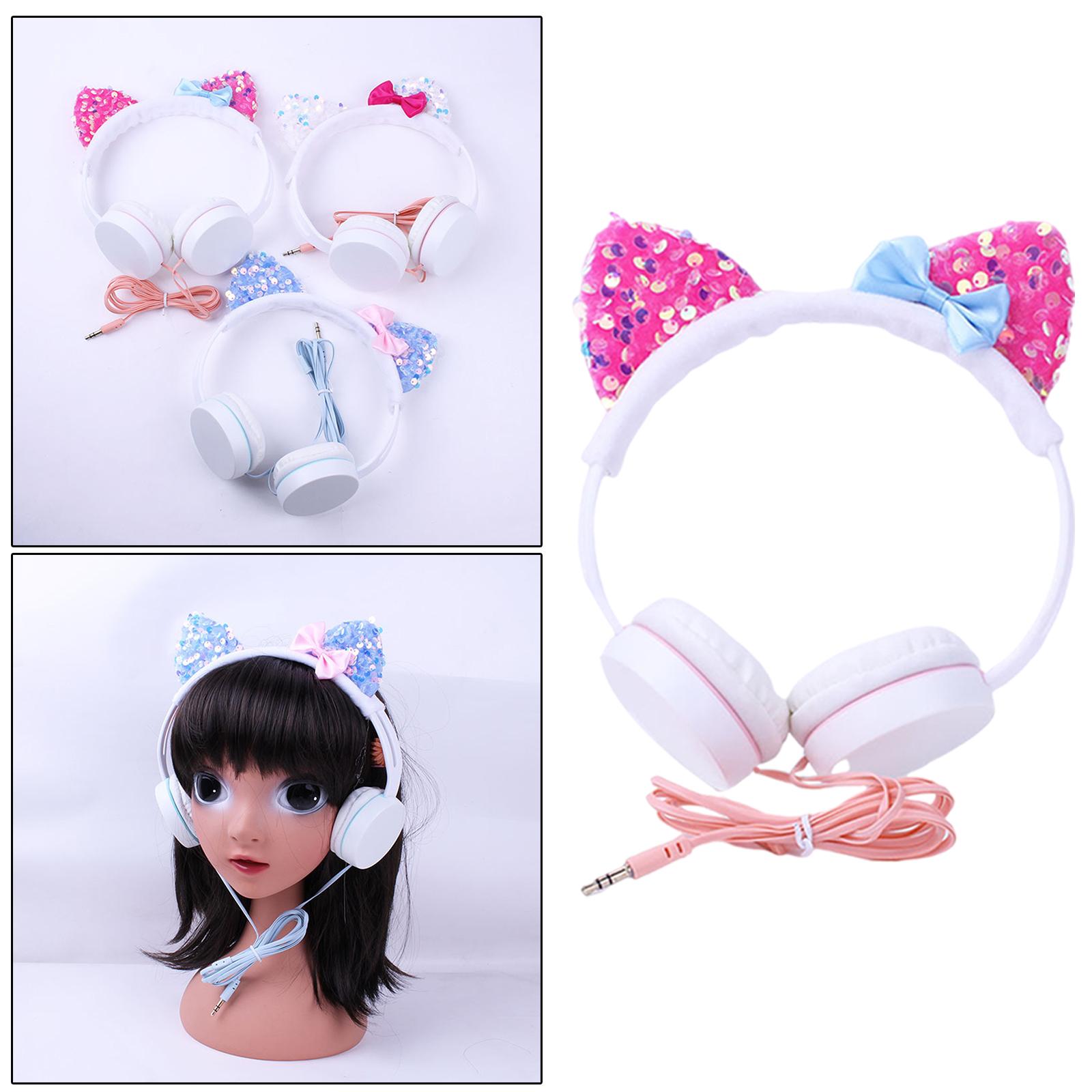 Cat Ear Headphone for Kids, Over Ear Headset Plush Earphones