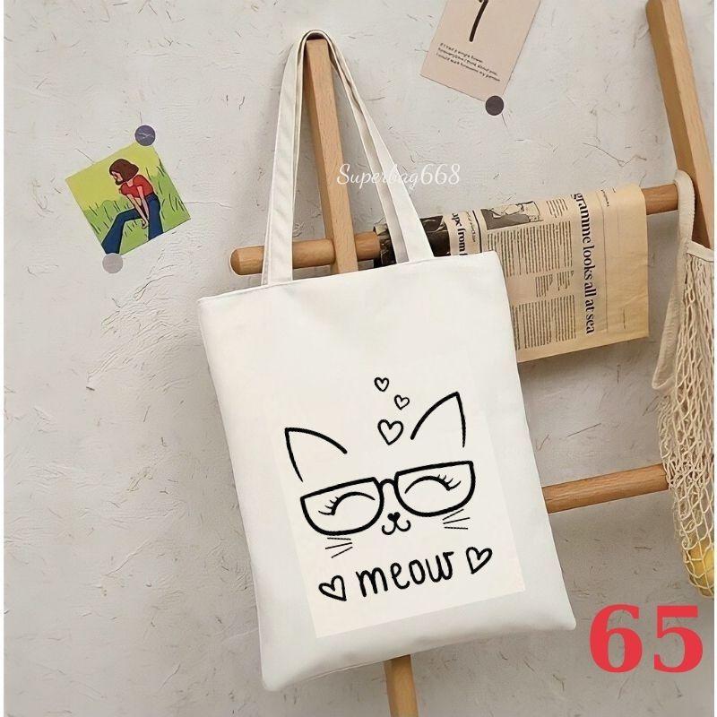 Túi tote túi vải canvas Hàn Quốc hoạ tiết cute đựng vừa A4 laptop đi chơi đi học Superbag668 HQ215