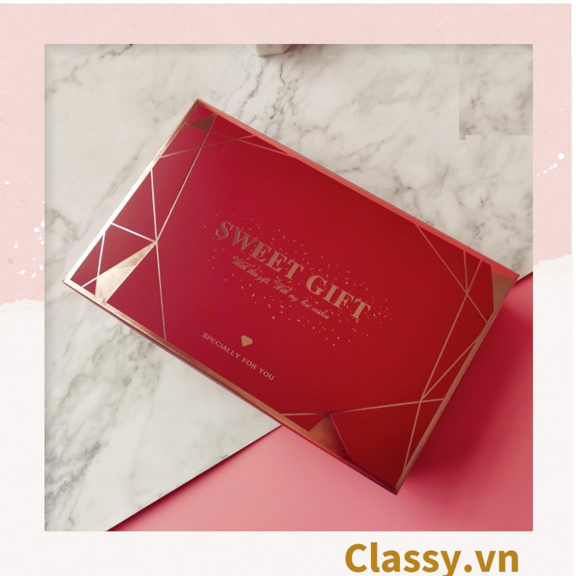 XÉ LẺ Bộ túi giấy Classy hoặc Hộp quà 26 * 16 * 5,5cm đựng quà In chữ Sweet Gift phong cách châu Âu Q320