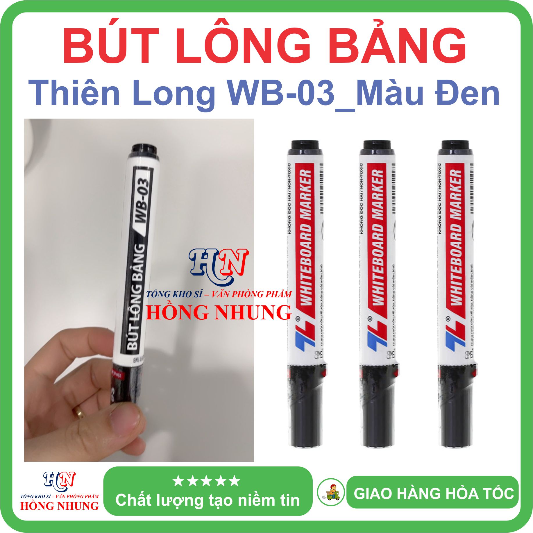 Bút Lông Viết Bảng Trắng WB-03, Mực êm đều, dễ lau chùi.