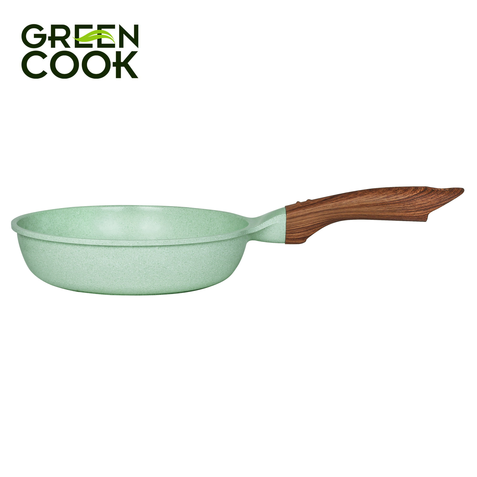 Chảo đúc đáy từ chống dính men đá ceramic xanh ngọc 24 cm Green Cook GCP06-24IH công nghệ Hàn Quốc - Hàng chính hãng