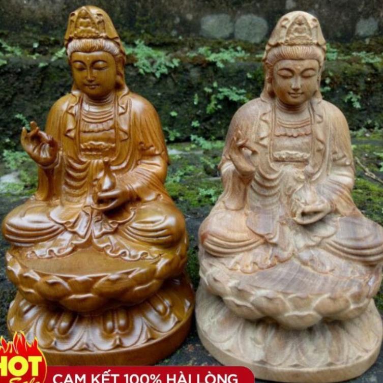 Tượng Quan Âm Gỗ Bách Xanh Nguyên Khối