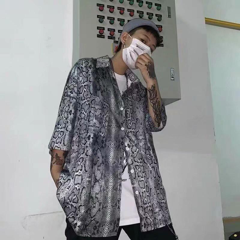 Áo Sơ Mi Ngắn Tay In Họa Tiết Da Rắn Thời Trang Dành Cho Nam
