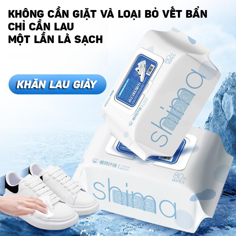 (80 Tờ) Khăn Ướt Đa Năng Lau Sạch Vết Bẩn Cho Giày Dép Trắng, Sáng Như Mới SHIMA - Tiện Dụng, Hiệu Quả Cao - Hàng Nhập Khẩu