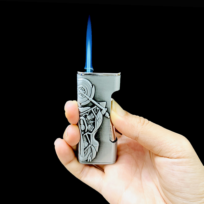 Bật lửa hộp quẹt khè bấm ngang khắc nổi hình chiếc xe - xài gas