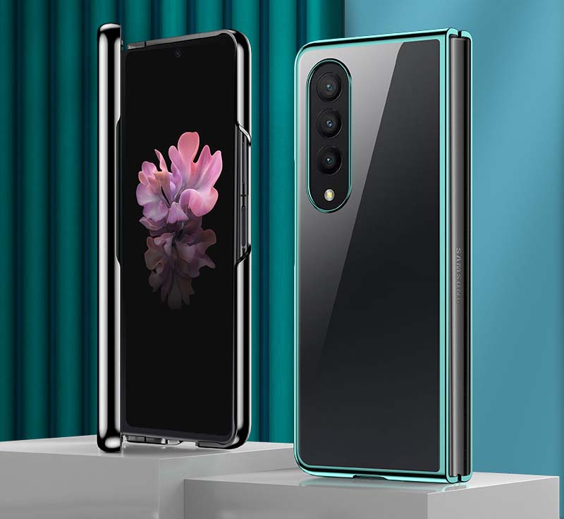 Ốp lưng dành cho samsung Z Fold 4 galaxy trong suốt viền mạ crom cao cấp