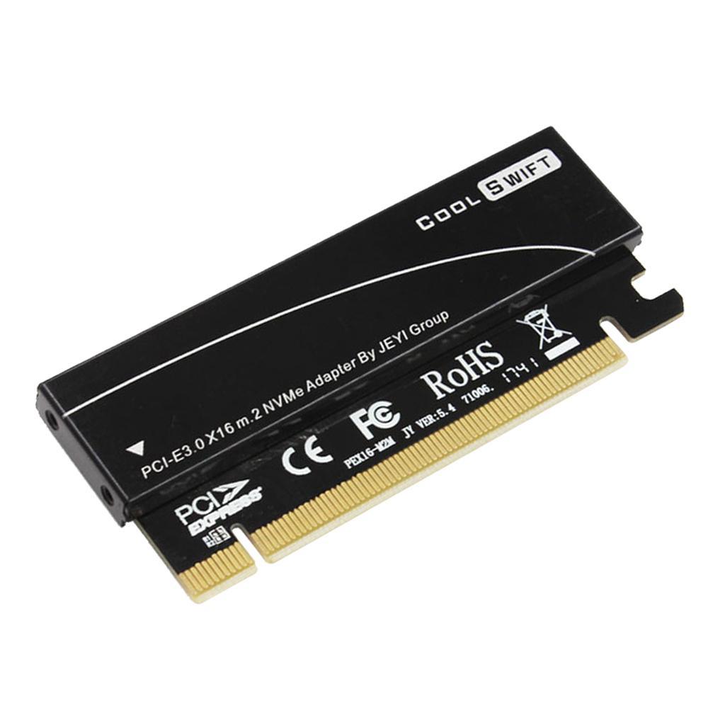 2xNVMe M.2 NGFF SSD to PCIE 3.0 X16 Adapter Expansion Card&Heatsink Case Black