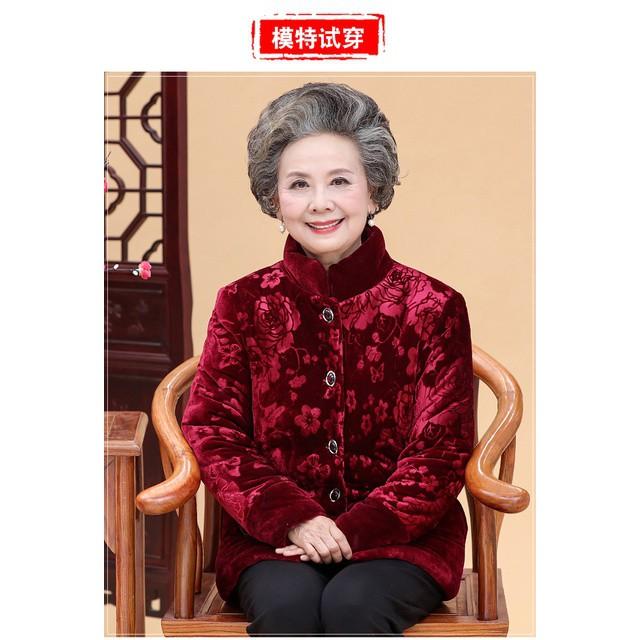 Áo ấm cao cấp cho bà, áo khoác nữ trung niên nhung