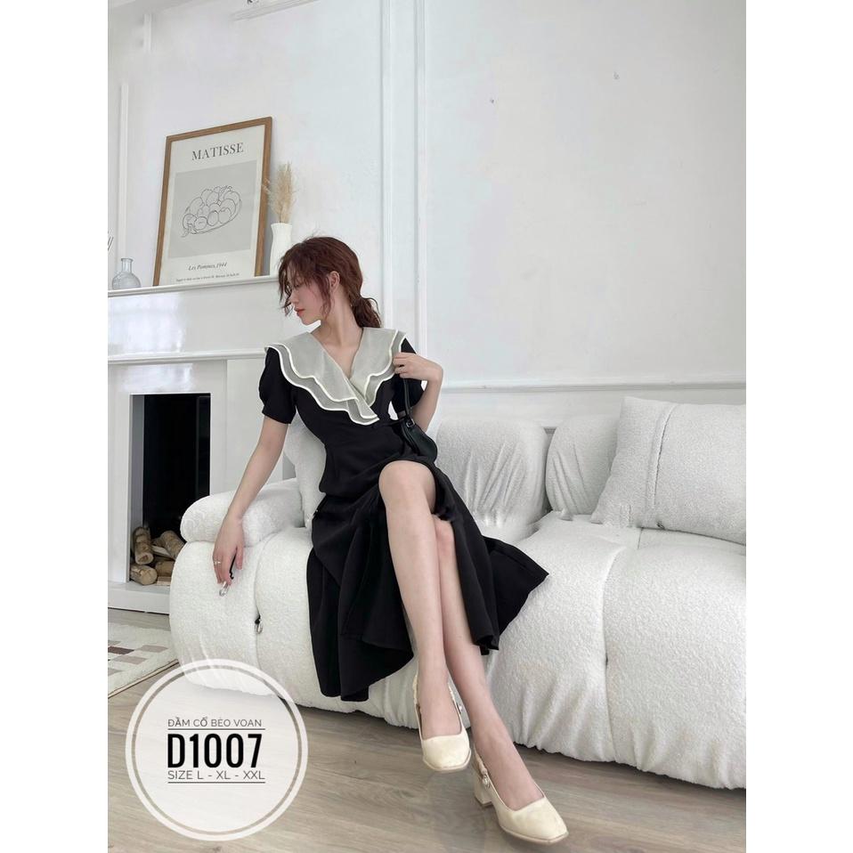 Bigsize Đầm cổ bèo voan D1007