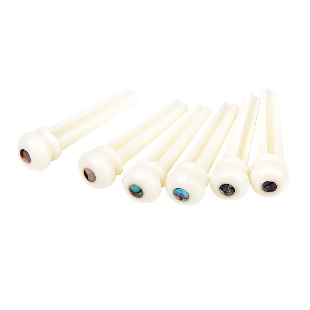 6 Pieces Acoustic Guitar Bone Bridge Pins with Saddle Nut for Guitar Parts