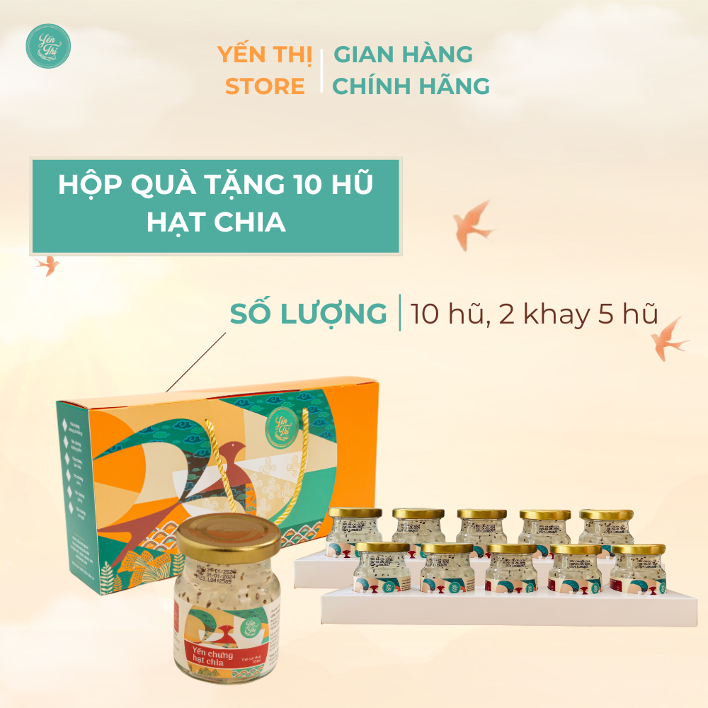 Tặng Muỗng Gỗ Đơn 450Kyến Thị - Chưng Hạt Chia - Hũ Chưng Sẵn - 30 Yến - 70Ml - Set 10Hũ 30Yến - Không Hộp