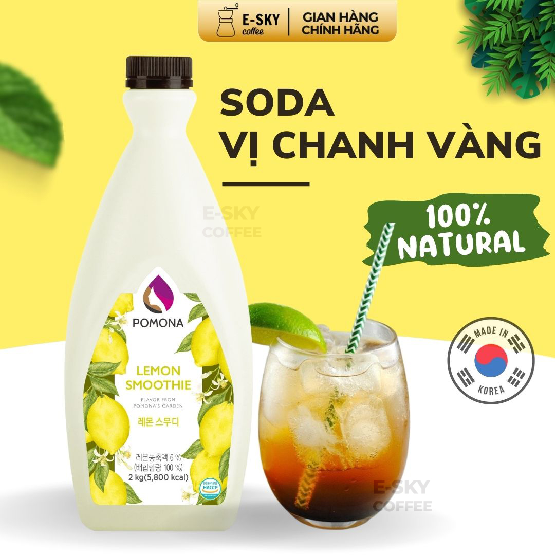 Mứt Chanh Pomona Lemon Smoothie Nguyên Liệu Pha Chế Hàn Quốc Chai 2kg