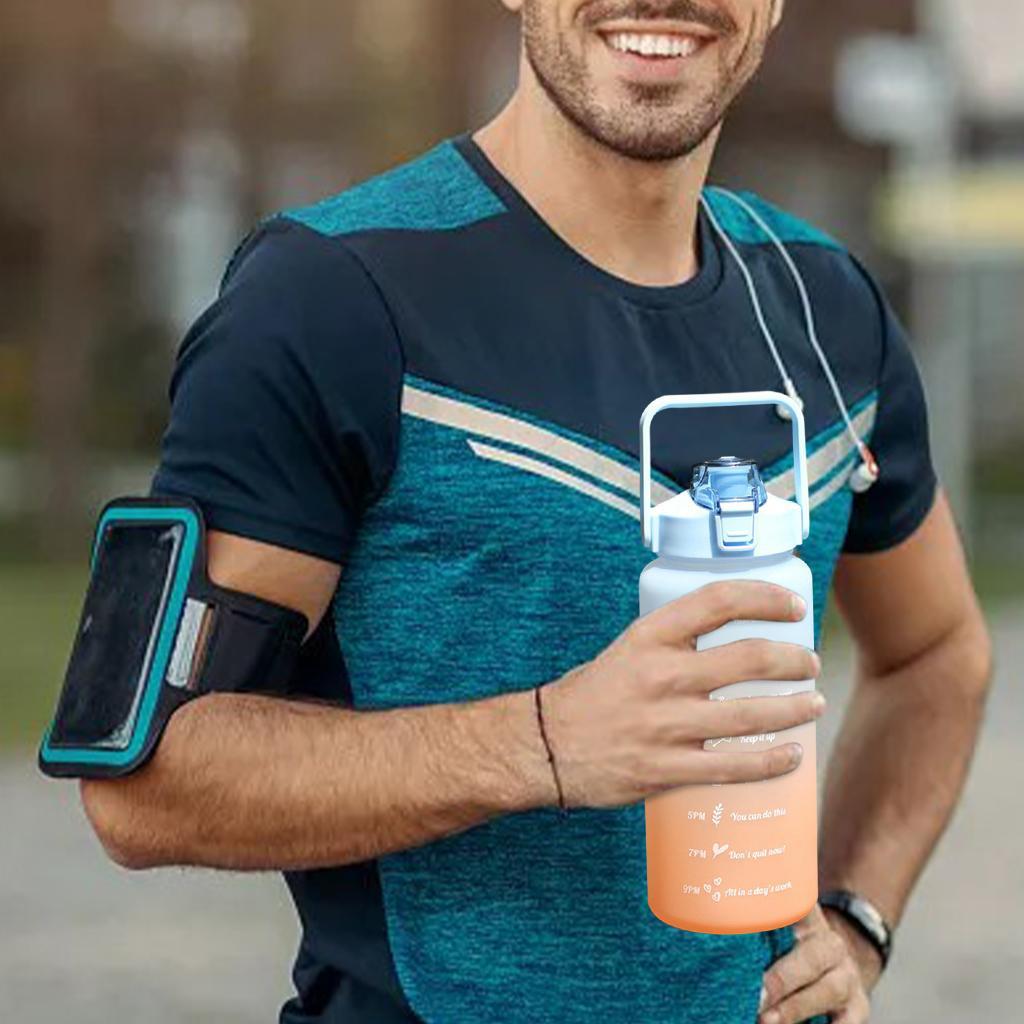 2 Pieces Water Bottle BPA Free 68oz 2000ml w/Straws for Sport Travel