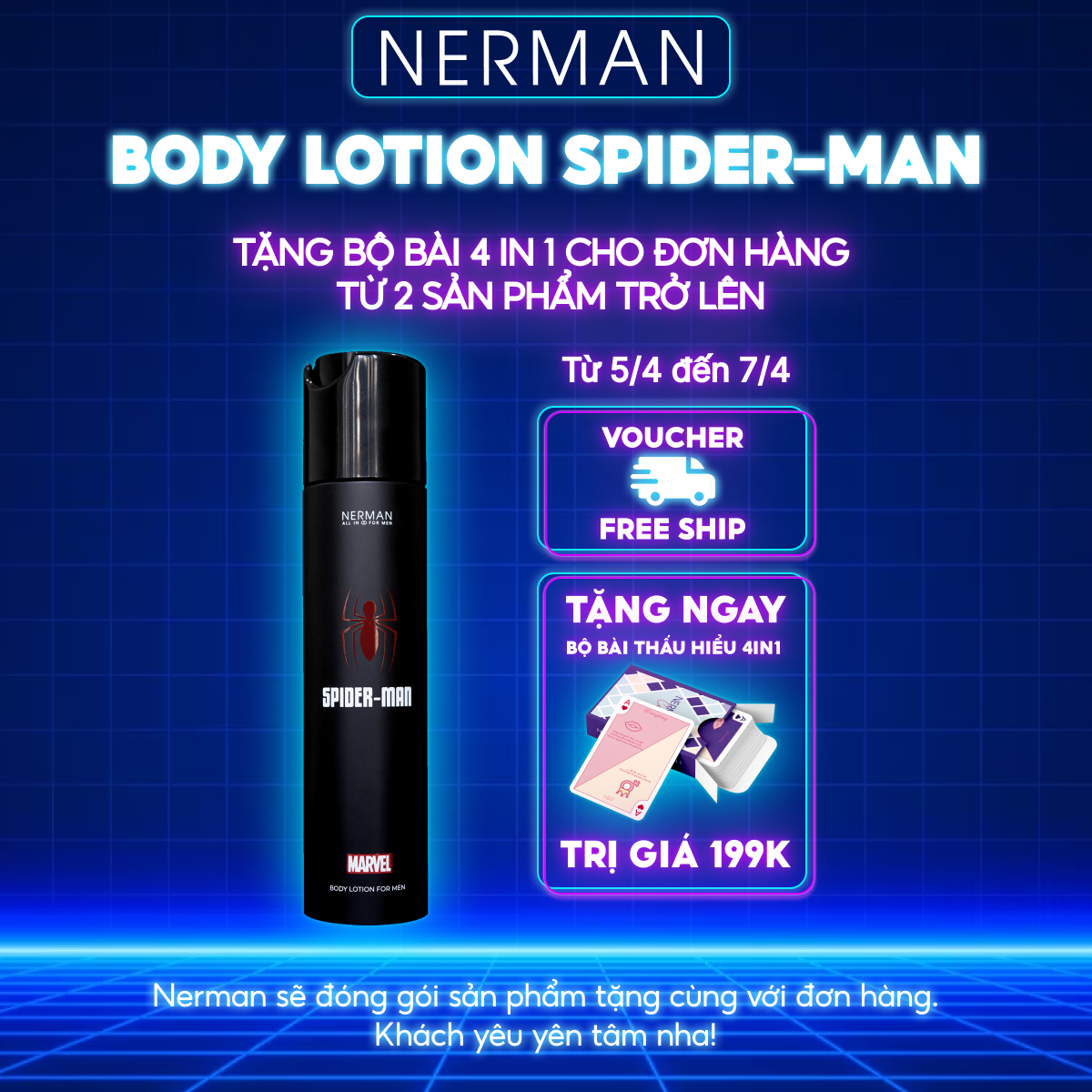 Body lotion Spider Man Marvel Collection Nerman dưỡng thể, dưỡng ẩm cho nam hương nước hoa 180g