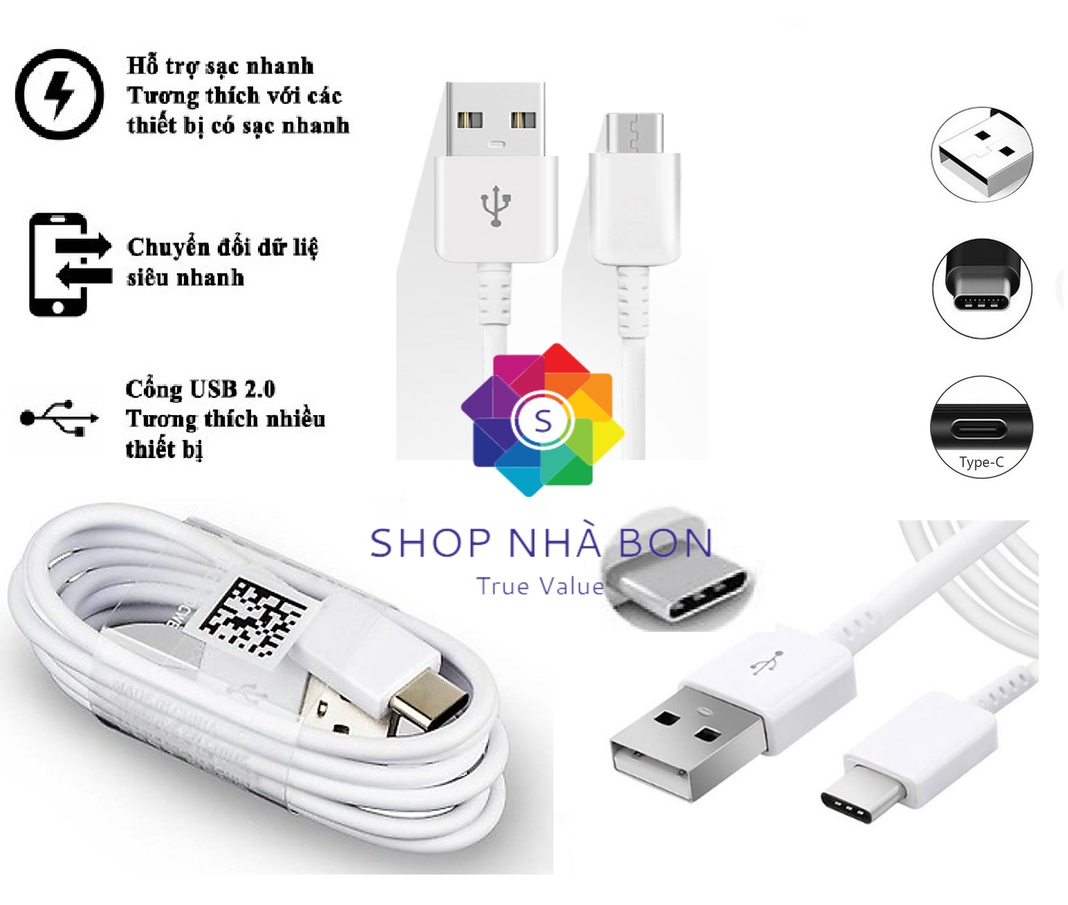 Cáp sạc USB Type C | Hỗ trợ sạc nhanh
