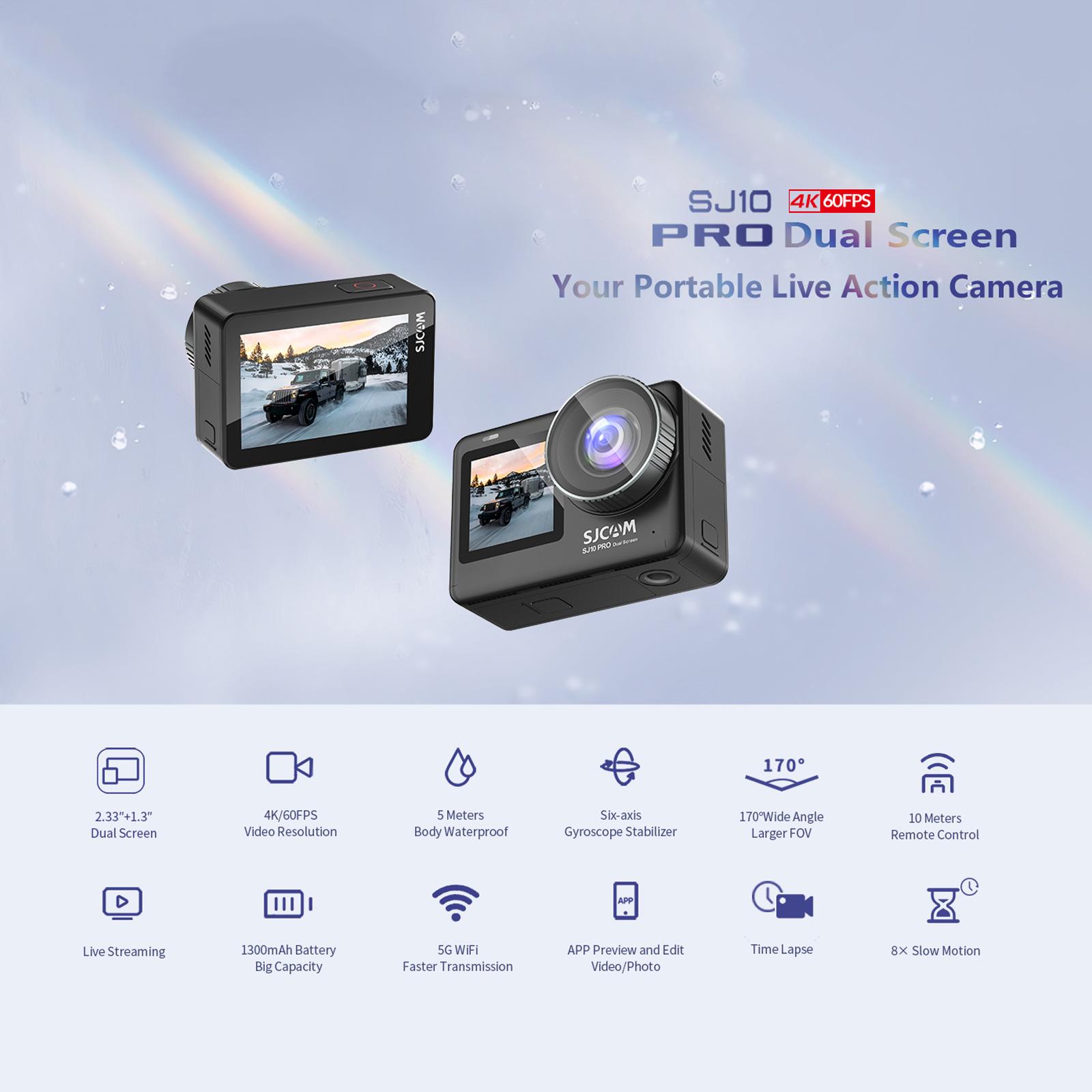 SJCAM SJ10PRO 4K/60fps có độ phân giải cao của màn hình thể thao có vỏ chống thấm nước để lướt đi xe đạp đi xe đạp du lịch