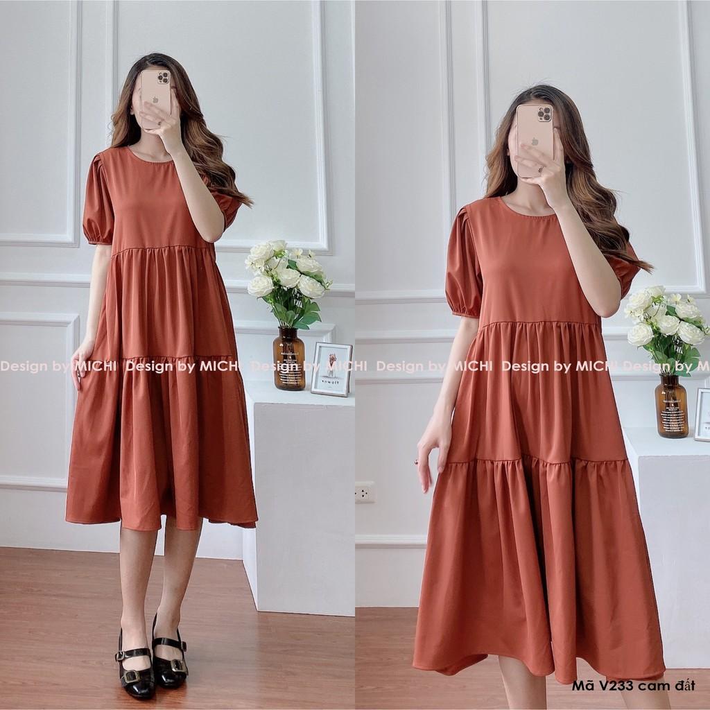 Váy suông babydoll freesize dáng đầm xuông rộng cổ nơ form bầu, nhiều màu, mã V233 - Michi House
