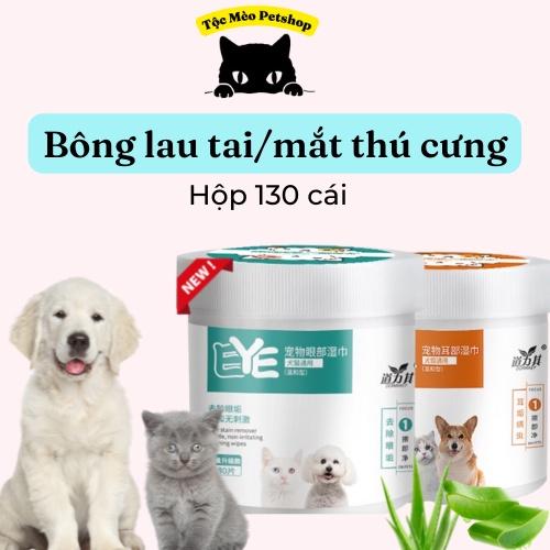 (130 miếng)Khăn Ướt Lau Mắt Cho Chó Mèo, Lau Tai Bẩn Cho Thú Cưng Chiết Xuất Từ Cây Lô Hội