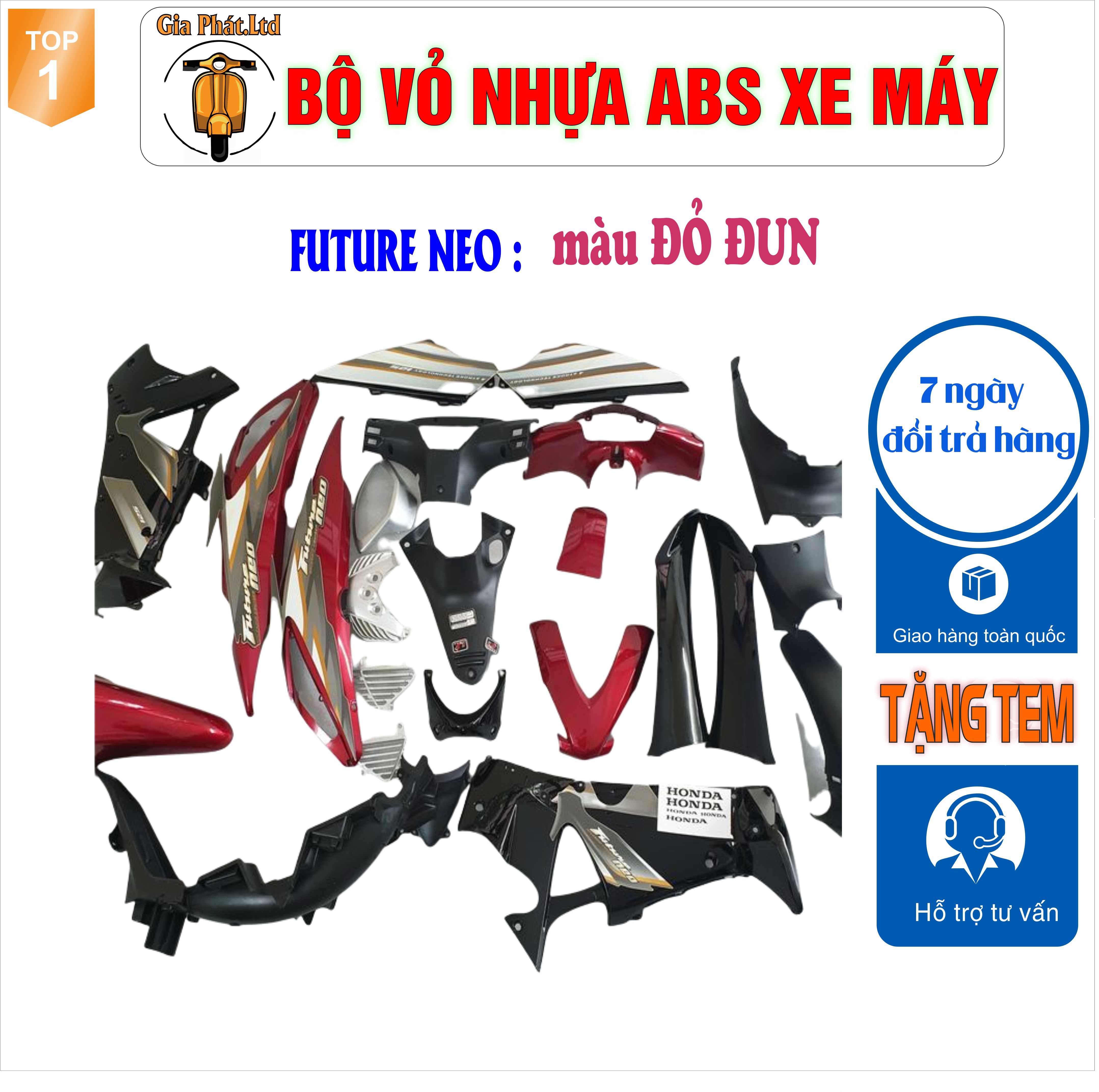 Bộ nhựa dàn áo màu ĐỎ ĐUN gắn xe FUTURE NEO, nhựa ABS nguyên sinh cao cấp- TKB-554