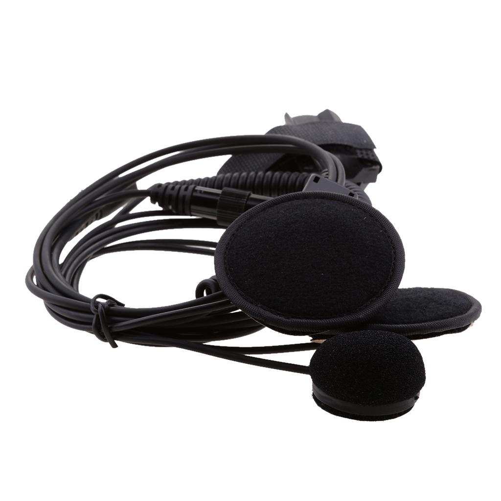 2 PIN Motorcycle Bike Headset Earpiece Mic PPT for Kenwood BaoFeng WouXun PuXing Linton Two Way Radio Walkie Talkie - Black