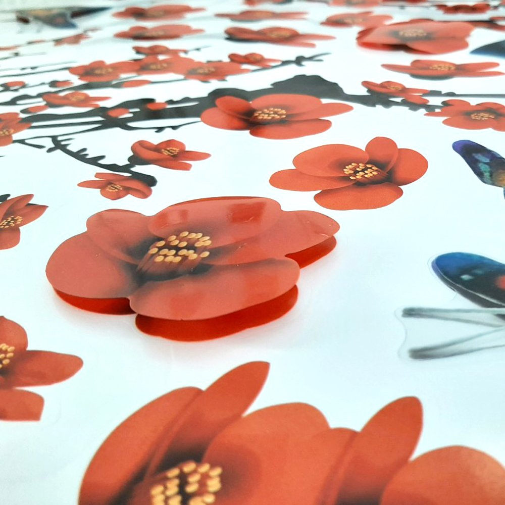 DECAL TRANG TRÍ TẾT HỌA TIẾT NỔI 3D SẮC HOA XUÂN