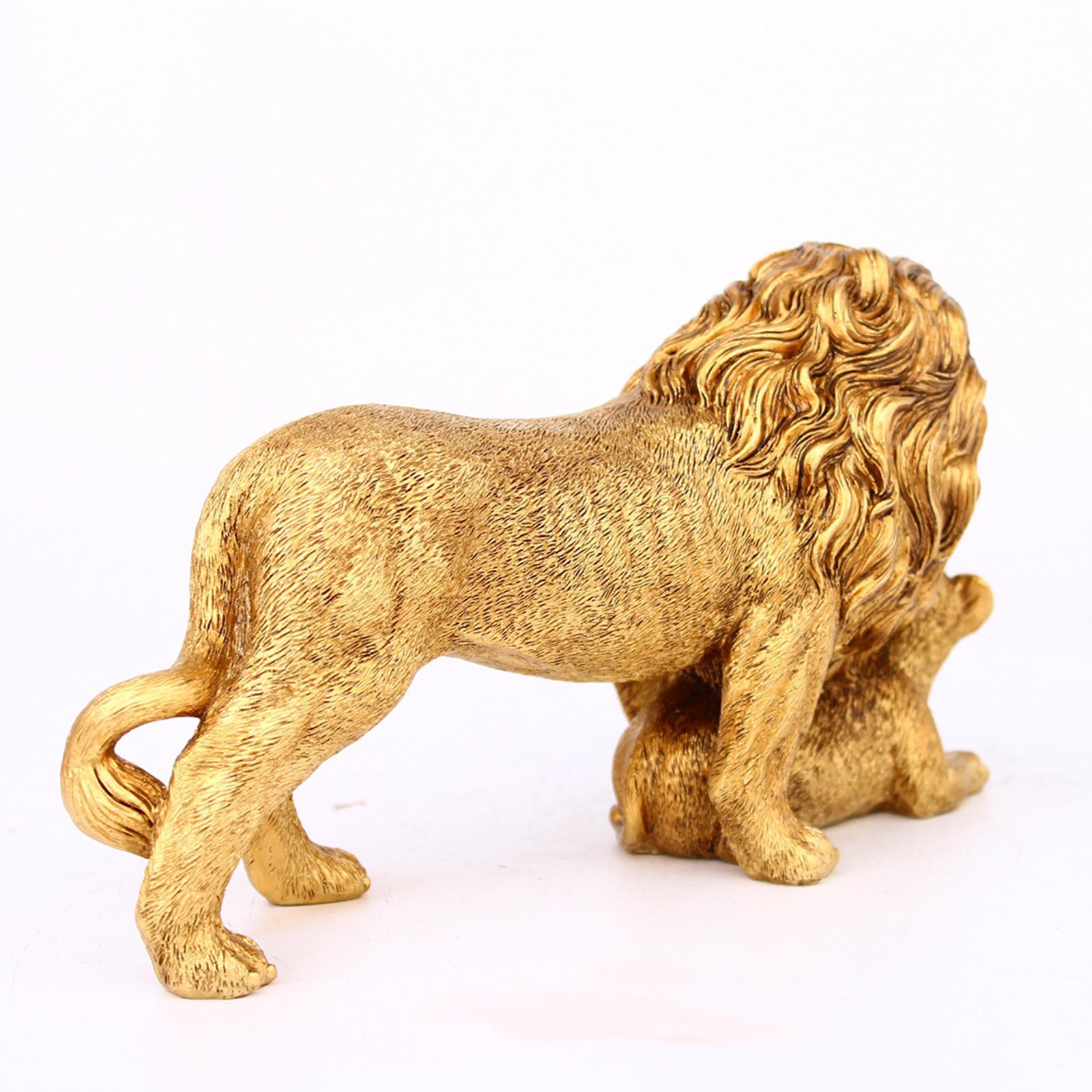 Lion Statue Creative Gifts Art Decor Animals Sculpture for Table Top Cabinet Home