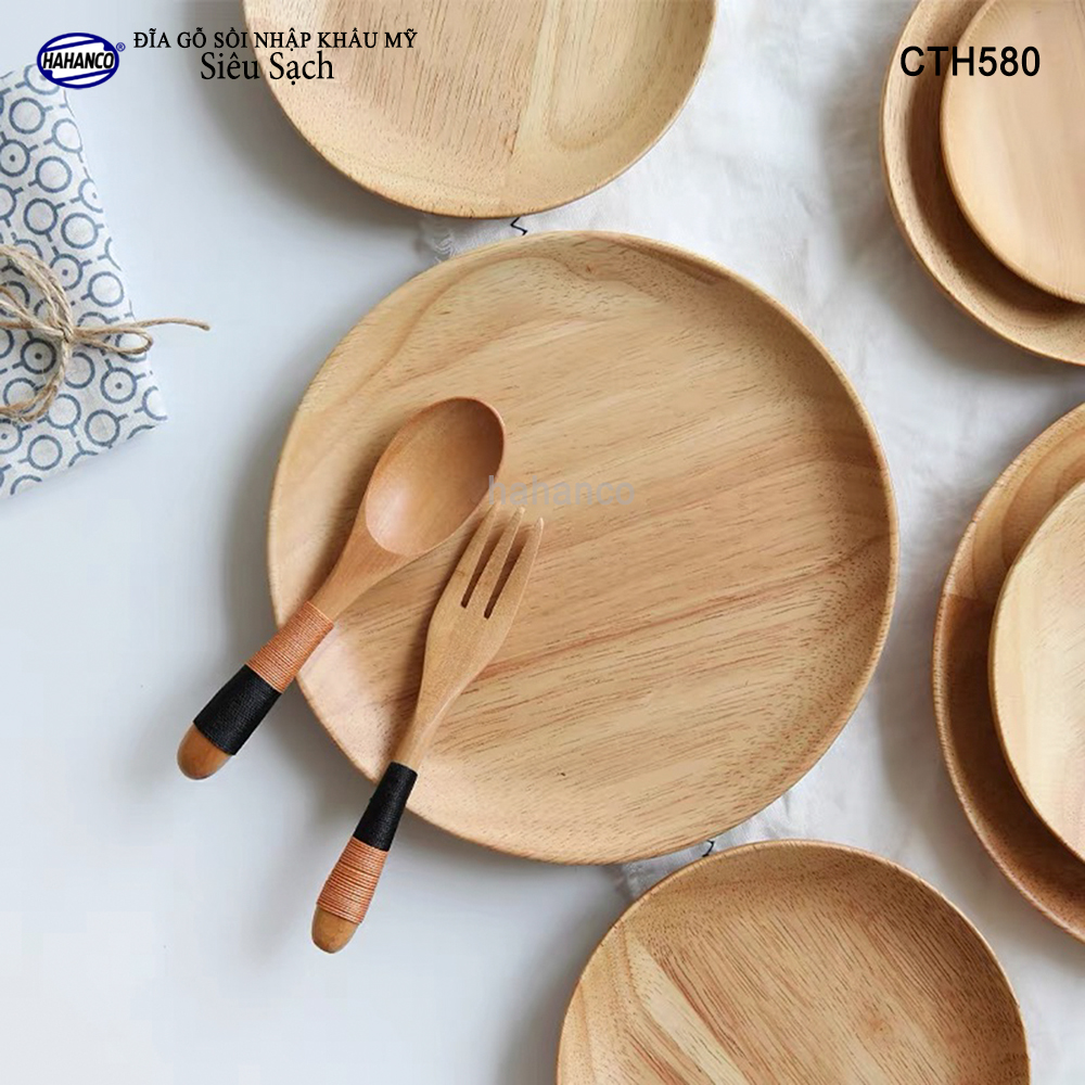 Đĩa gỗ Sồi nhập khẩu Mỹ nguyên khối CTH580 - hàng Xuất Khẩu Châu Âu - đĩa bánh mì/trái cây/ bít tết/ pizza/ phụ kiện chụp ảnh, bày món ăn trong nhà hàng - Sang trọng trên bàn ăn - HAHANCO