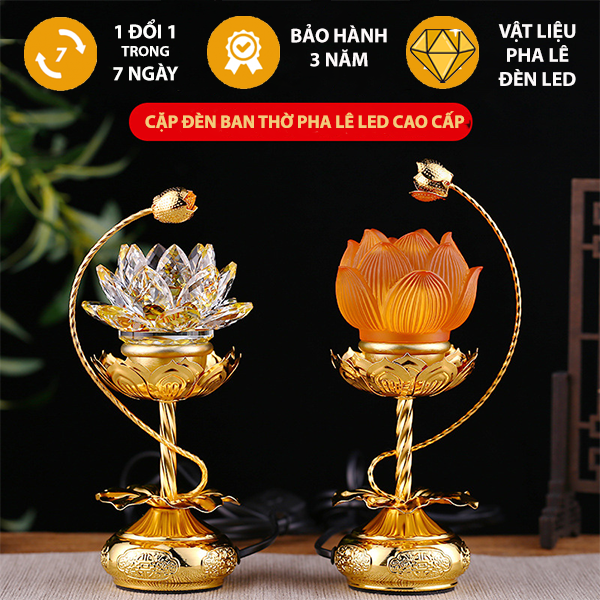 Đèn Thờ, Đèn Ban Thờ Pha Lê LED Cao Cấp, Bền Đẹp Mãi Với Thời Gian, Ánh Sáng Tuyệt Đẹp Cho Không Gian Thờ Tự