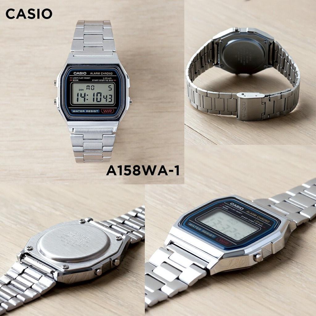 Đồng hồ nam Casio điện tử A158WA-1DF dây kim loại chính hãng Fridayshopping