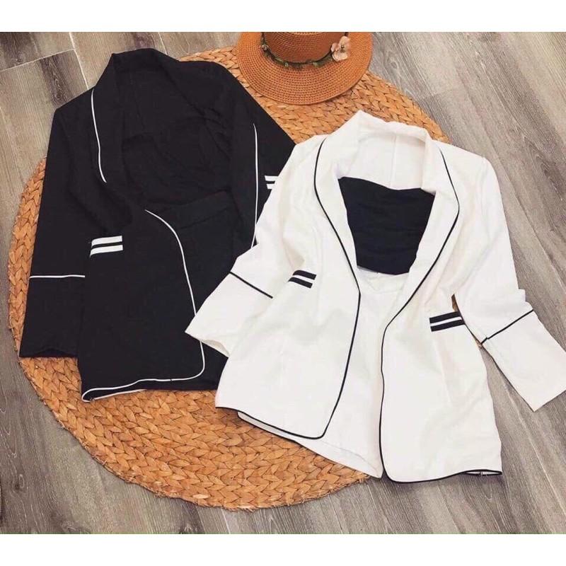 Sét vest 3 món viền né áo dây trong có mút ngực, quần có khoá kéo cực sang chảnh