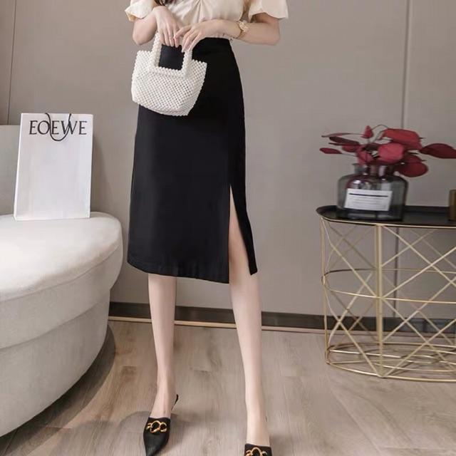 Chân Váy Chữ A sẻ trước 60cm cạp liền thời trang nữ