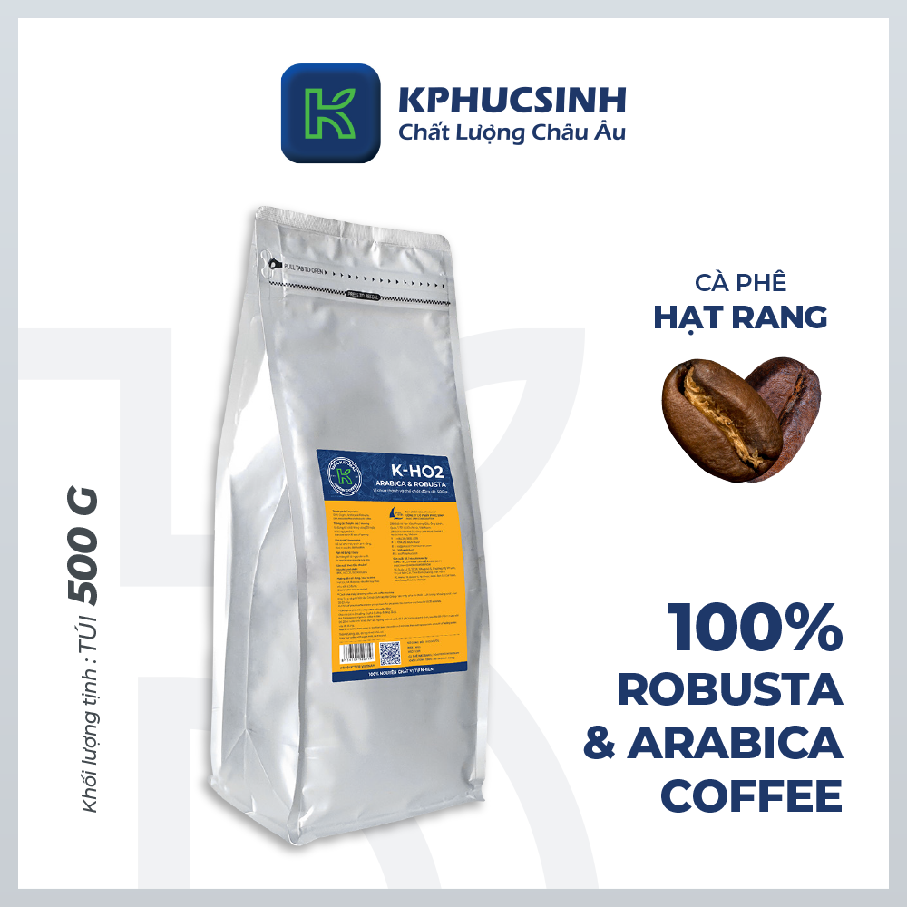 Cà phê hạt rang K Coffee 100% Robusta Arabica nguyên chất cà phê đậm vị (500g/Túi)