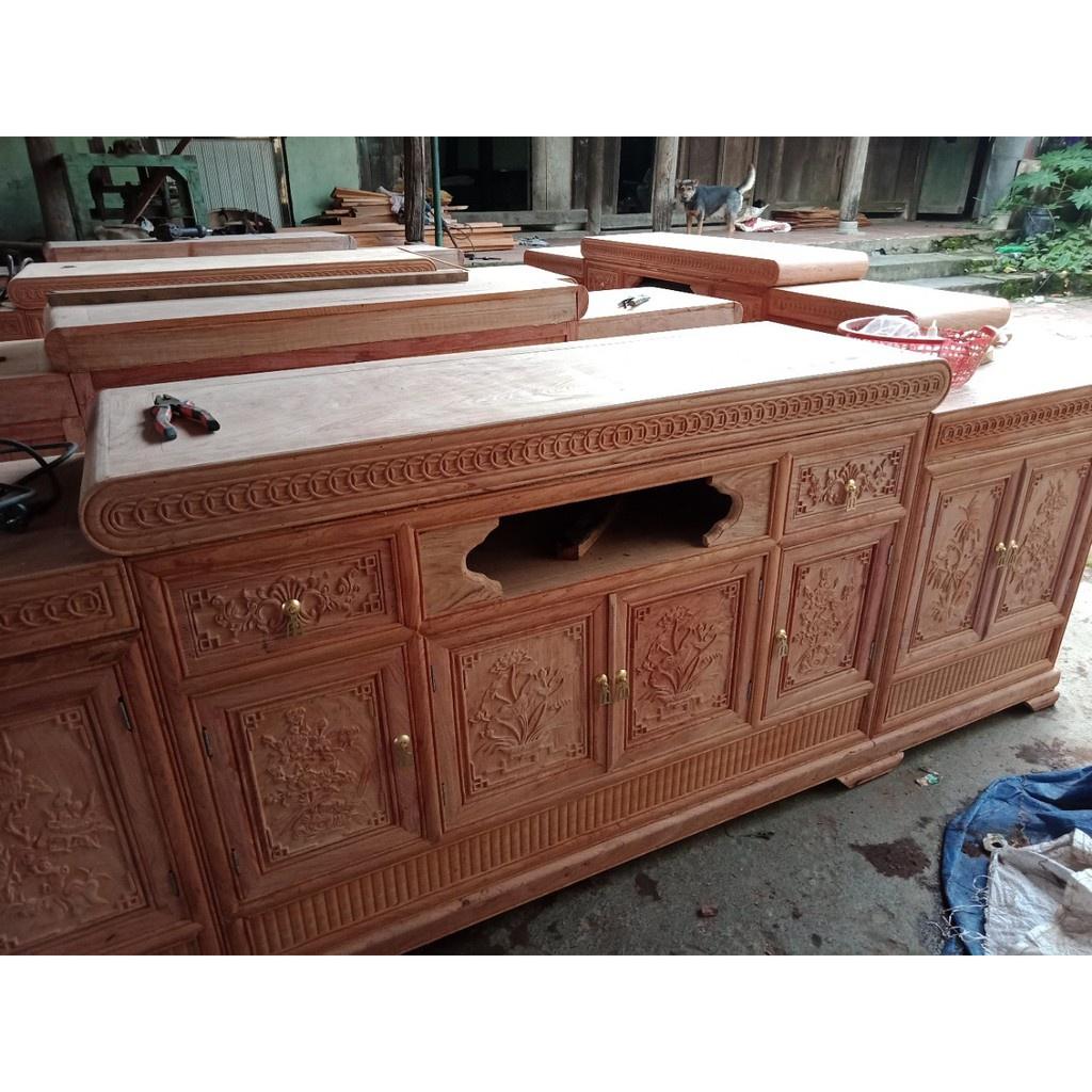 Kệ tivi mõ nồi giữa gỗ hương đá