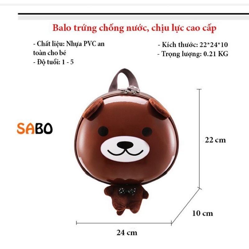 Ba Lô Cho Bé Trai Bé Gái Mầm Non, Mẫu Giáo 2-4 Tuổi Mẫu Balo Trứng HÌNH THÚ Kich BLT11