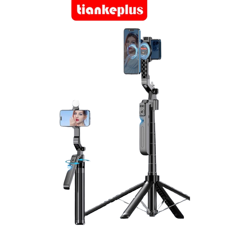 Gậy Chụp Hình Livestream Tiankeplus C17 Pro 360° Không Cần App, Điều Khiển Bluetooth, Gập Gọn, Gắn Đèn, Cao 1.8m Hàng Chính Hãng