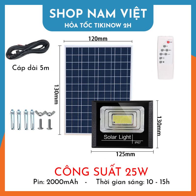 Đèn Pha Led Chiếu Sáng Ngoài Trời Năng Lượng Mặt Trời, Chống Nước IP67, Led Siêu Sáng