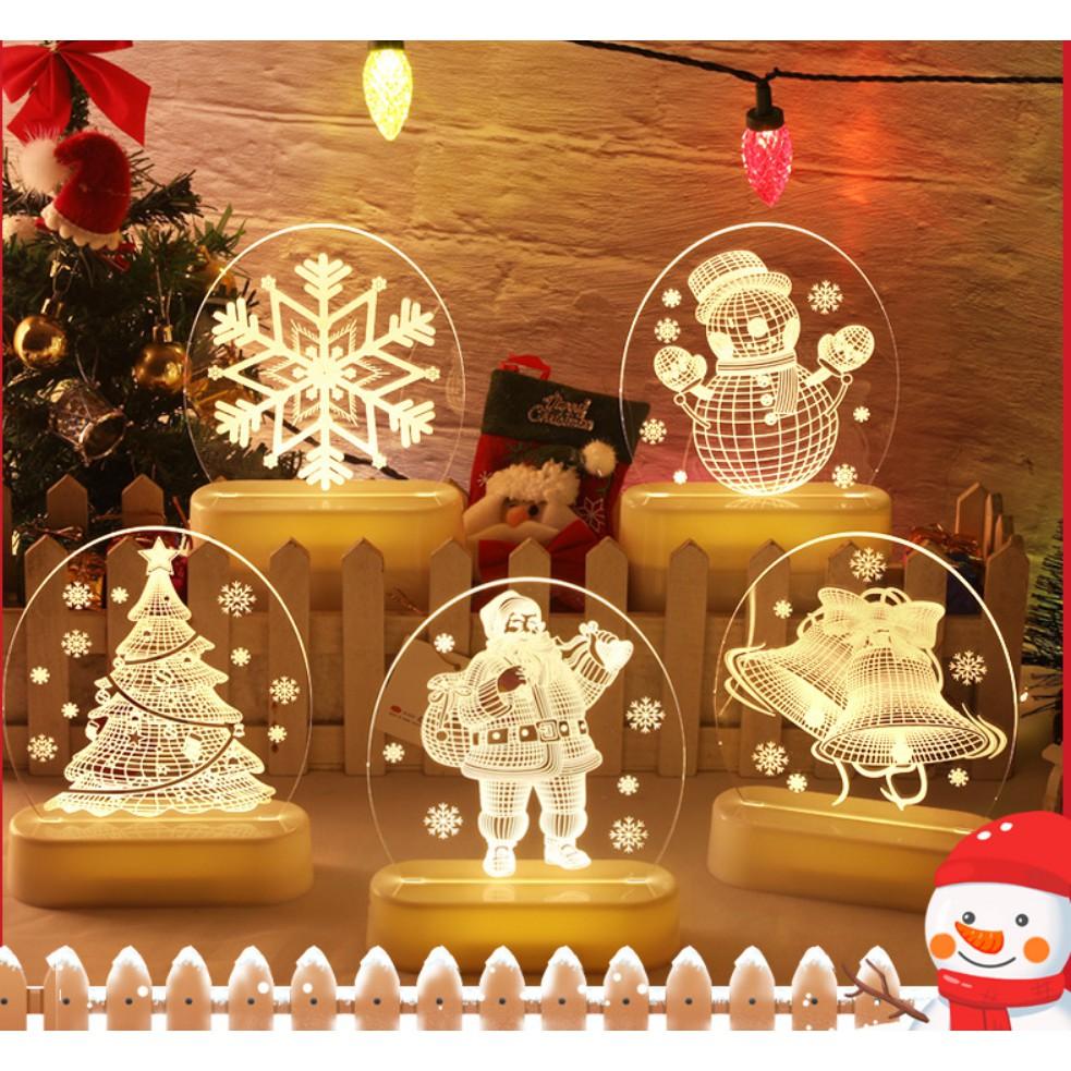 Đèn ngủ để bàn 3D bằng kính làm quà tặng Giáng Sinh NOEL