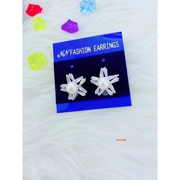 Bông Tai Nữ Sao Ngọc Trai Màu Bạc Sang, Bền Màu, Hàng Đẹp Hàng Thiết Kế Sắc Sảo Mẫu Mới