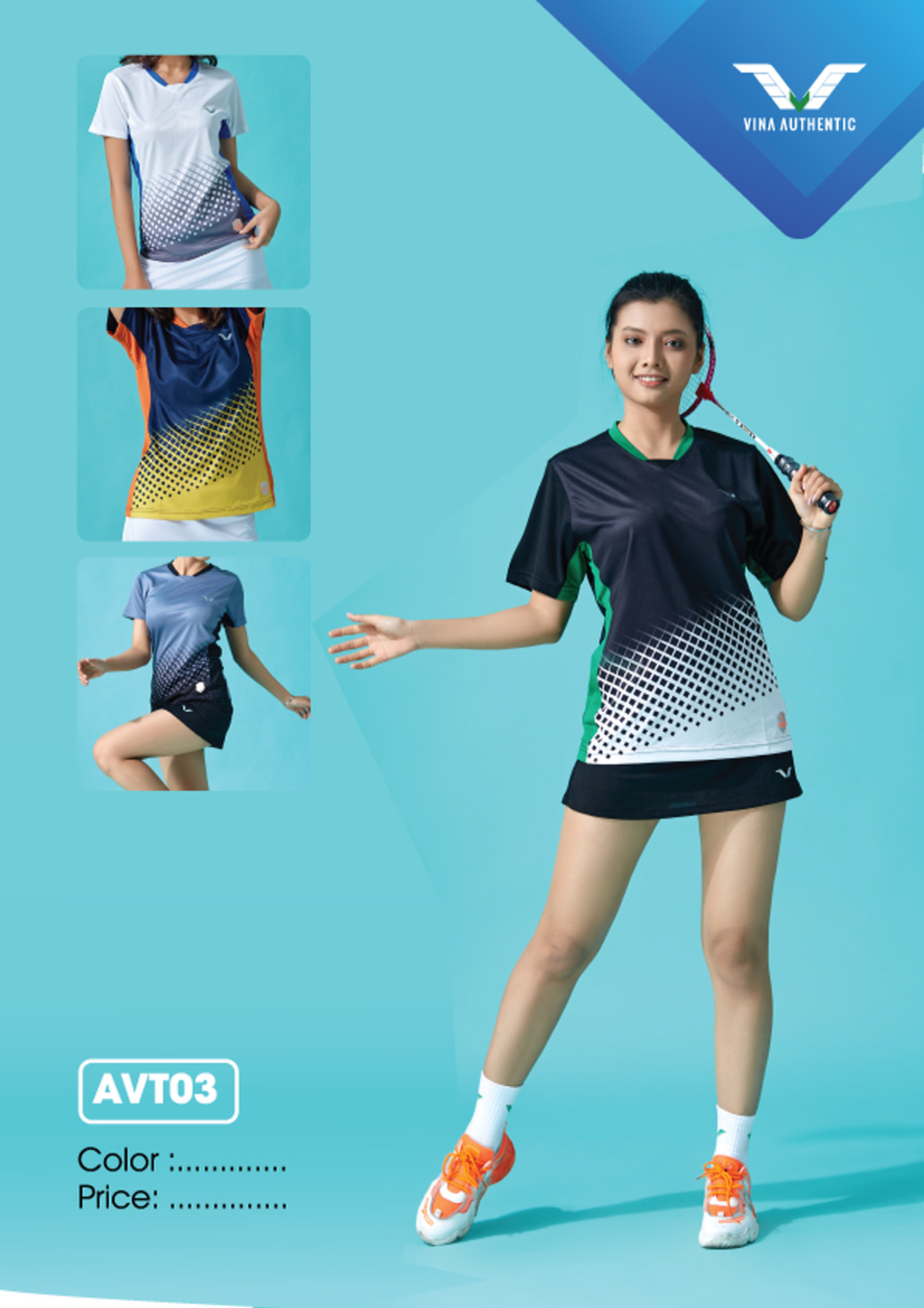 [MUA 1 TẶNG 1] Áo Thun Thể Thao Nữ Vina Sport AVT03W