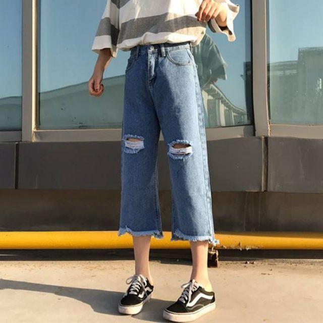 Quần jeans rộng chân ulzzang