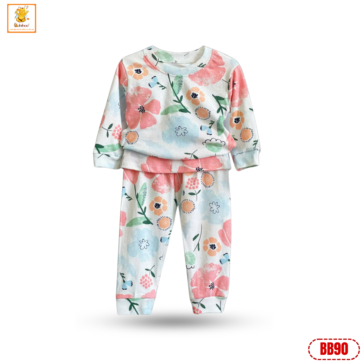 Bộ quần áo cho bé trai, bé gái BABIBOO quần áo dài tay thu đông vải cotton co dãn - BB90