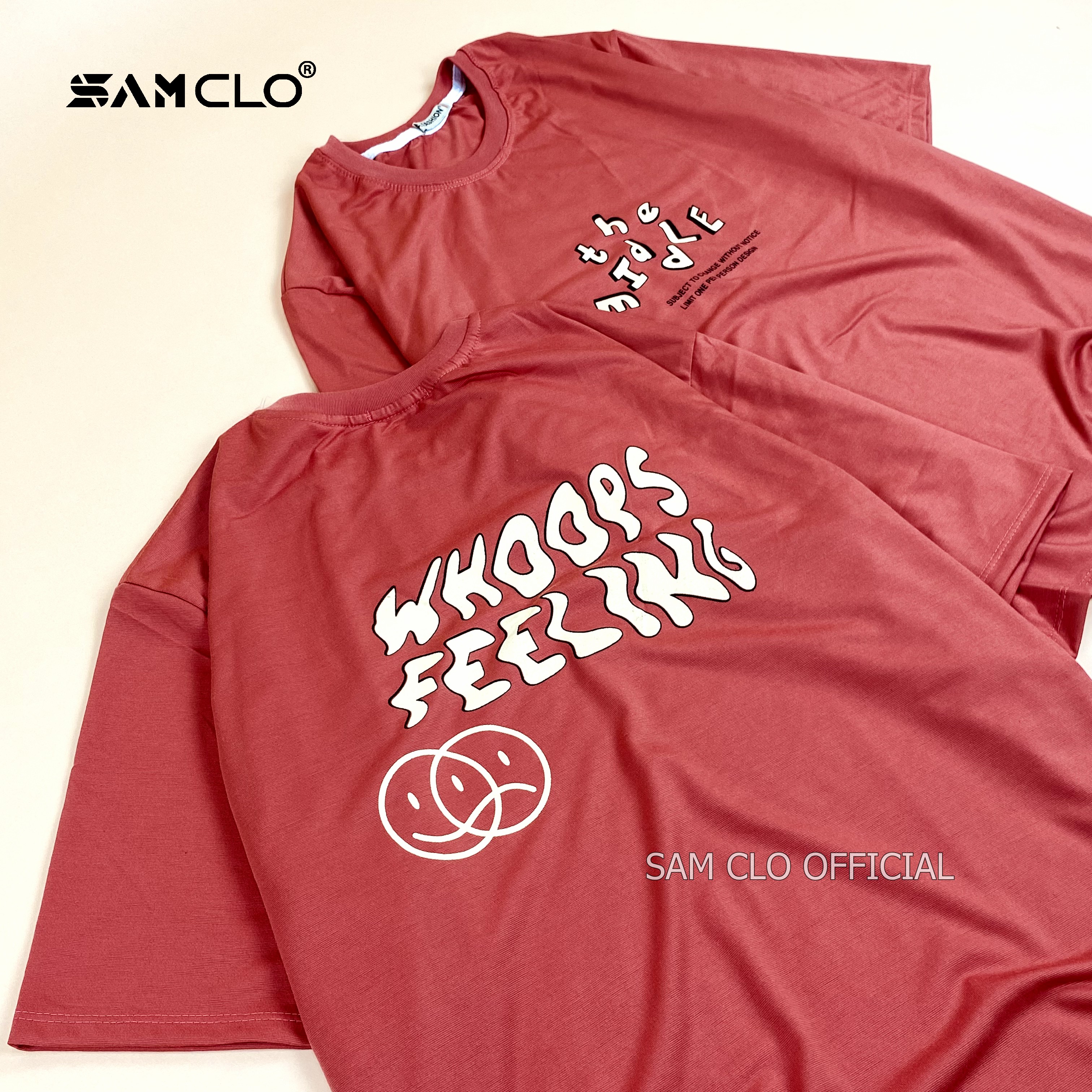 Áo thun tay lỡ nữ SAM CLO freesize phông form rộng dáng Unisex, mặc lớp, nhóm, couple in MẶT BUỒN chữ WHOOPS FEELING