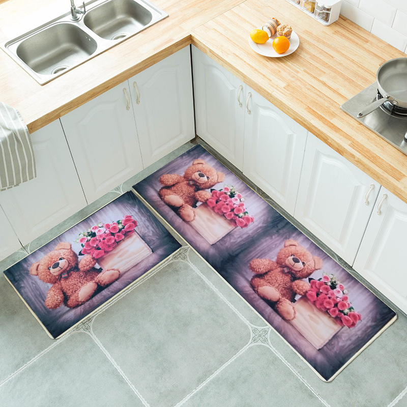 Bộ 2 thảm bếp nỉ đế hạt cao su hạn chế trơn trượt size 120x40, 60x40 cm