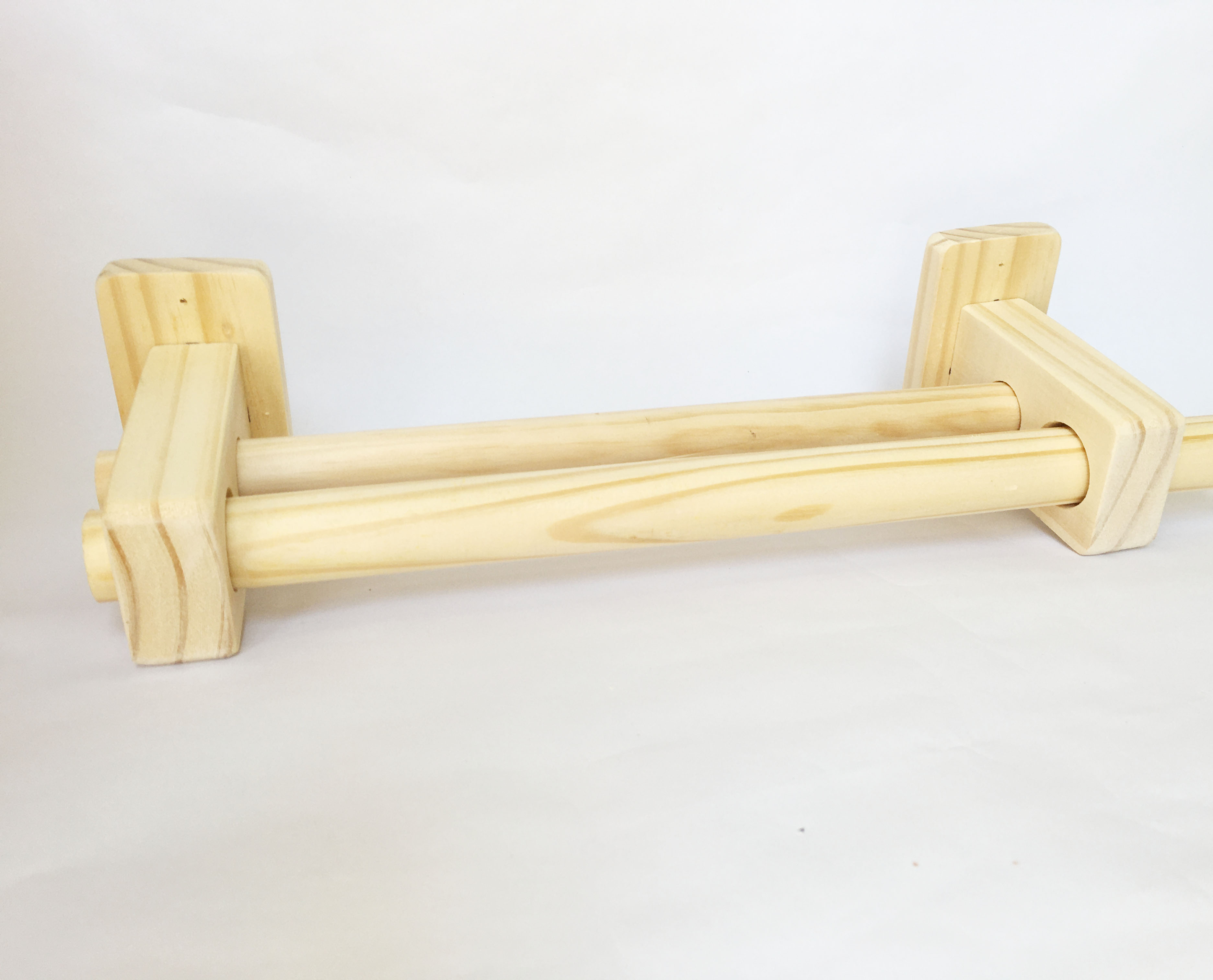 Bộ Chốt gỗ treo rèm đôi (2 lỗ treo) từ gỗ thông làm pát treo sào (2 cái)