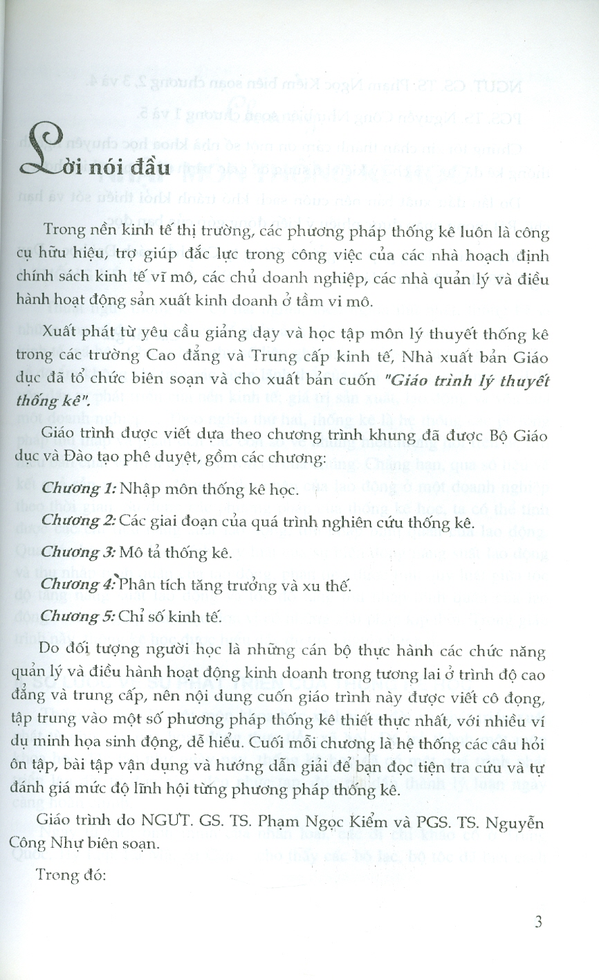 Giáo Trình LÝ THUYẾT THỐNG KÊ (Dùng cho các trường cao đẳng, trung cấp chuyên nghiệp khối kinh tế)